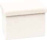 Bonlife Boucle Ottoman Seat with Storage White 42x32x32cm view 1