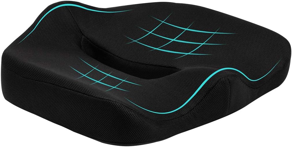 Jieshimei Premium Seat Cushion with A Buckle for Black Pain Relief, Memory Foam Ergonomic Seat Pad for Home, Office Chairs, Wheelchair, Kitchen Chairs, Car Seats