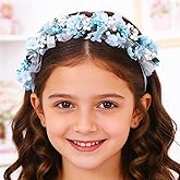 Campsis Blue Flower Headband, Floral Headpiece for Girls