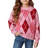 WELAKEN Girls Sweater Colorful Patterned Crewneck Long Sleeve Knit Pullover