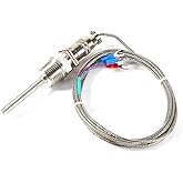 RTD PT100 Temperature Sensor Temperature Monitoring Sensing Tool 1/2" NPT Thread Temperature Probe 3 Wires 2Meter Cable Indus