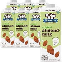 Mooala – Organic Almondmilk, Unsweetened, 32oz (Pack of 6) – Shelf-Stable, Non-Dairy, Gluten-Free, Vegan & Plant-Based Bevera