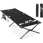Sportneer Camping Cot, 28.7" Wide Camping Cots for Adults Portable Folding Bed Heavy Duty Cots for Sleeping Cot Bed with Carr