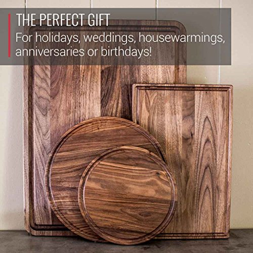 Walnut Wood Cutting Board by Virginia Boys Kitchens - 20x15 American Hardwood Chopping and Carving Countertop Block with Juice Drip Groove