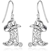 925 Sterling Silver Cowgirl Boot Earrings Dangle Country Western Cowboy Jewelry Gifts for Women