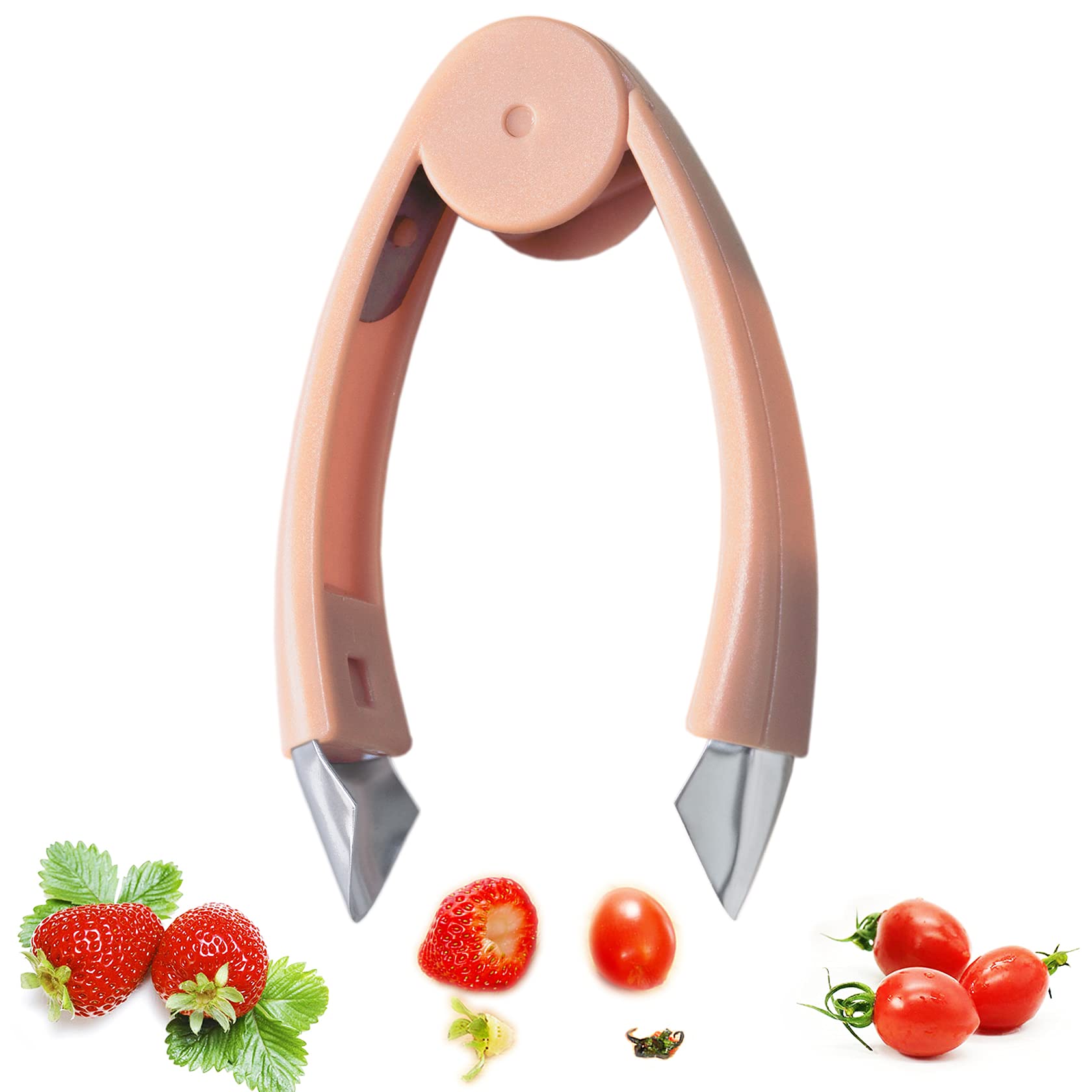 Photo 1 of Aiyoume Strawberry Huller Stem Remover Tomato Corer Potato Tweezers Carrot Cutter Pineapple Peeler Clip for Fruit and Vegetable (Orange)