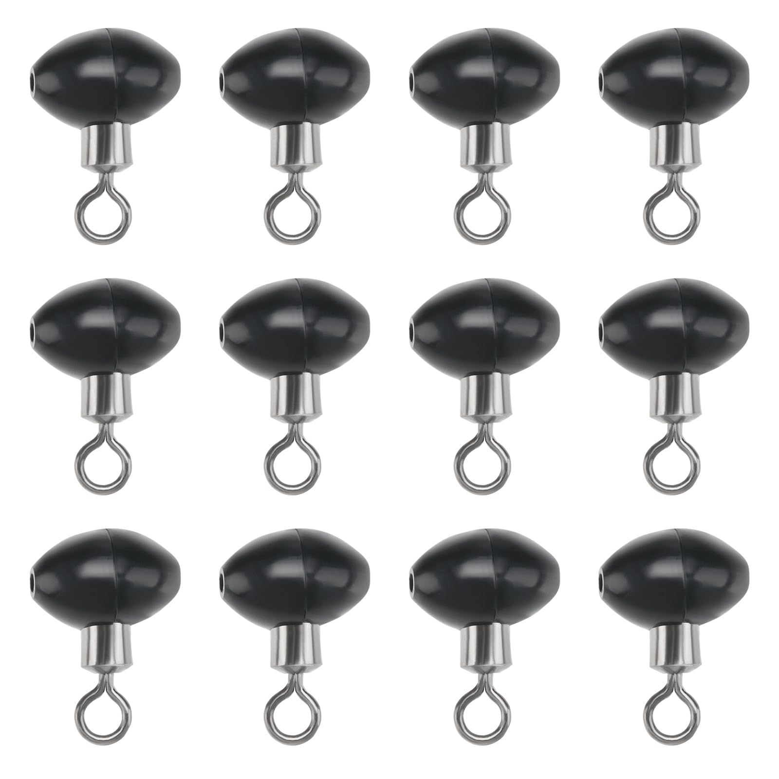 ECSiNG 50 pieces 12x16mm Fishing Rolling Swivel Slider Bead Fishing Pulley Beads Fishing Tackle Zip SlidersFishing Tackle Running Slider Bead Swivel Connector, Black