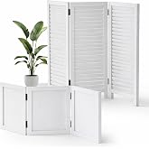 ALeesing 1 Pack 3 Panel Wood Short Room Divider Folding Screen White | Freestanding Modular Louvered Partition Screen For Bedroom Home Office Apartment Privacy