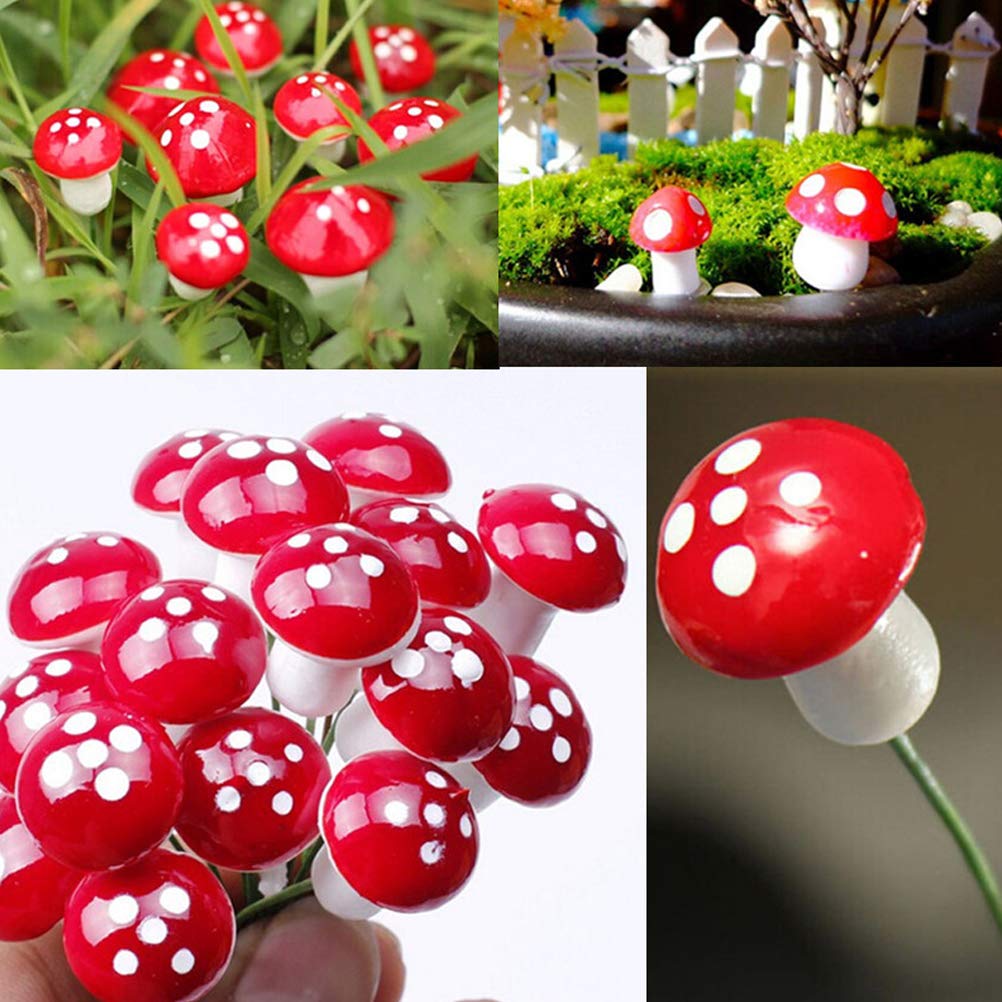 Tumnea Garden Mushroom Flower Pot Mushroom Decoration, Miniature Mushroom Resin for Garden Deco Flower Pots and Plant Statue (50PCS)