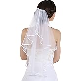 SAMKY Elegant 1T 1 Tier Ribbon Cascade Waterfall Bridal Veil
