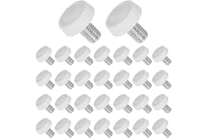 CoCud Thumb Screw Knurled Knobs, M6 x 9mm Male Thread, White Round Head Clamping Screw Threaded Stud Hand Knobs Grip, (Applications: for Machinery Lathes), 30-Pieces