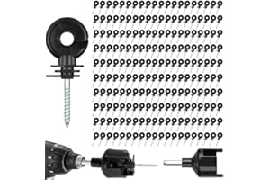 200 PCS Electric Fence Insulators with Socket Tool, Screw in Ring Insulator for Fence Wood Post, Compatible with Electric Pol