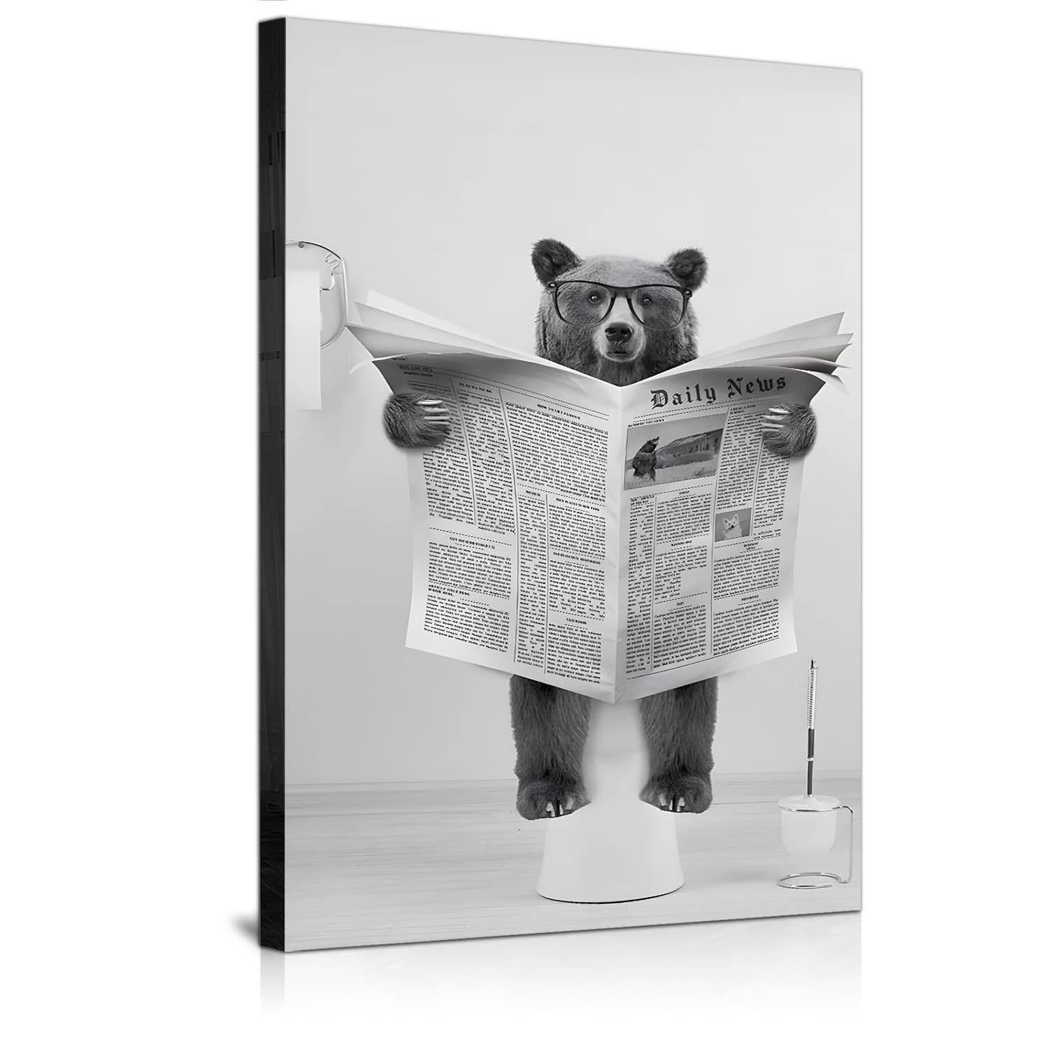 JNAOZI Bathroom Black and White Canvas Painting, Black White Vintage Canvas Pictures, Bathtub Animal Print Canvas Painting Poster, Without Frame (F6, 50 x 70 cm x 1)
