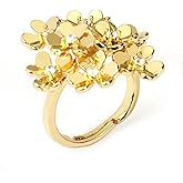 Z NEWDECO Open Blossom Flowers Dainty Rings - 18K Gold Plated Cubic Zirconia Circle Rings Jewelry Accessory Gifts for Women