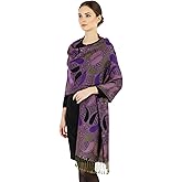 PASKMLNA Paisley Pattern Tow Layered Woven Pashmina Shawl Scarf Wrap Stole