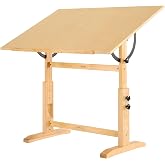 VISWIN Wood Drafting Table for Adults, 30" X 42" Extra-Large Drawing Table with Adjustable Height &amp; Angle for Art Studio, Solid Pine Wood Artist Desk for Drawing, Drafting, Writing, Reading