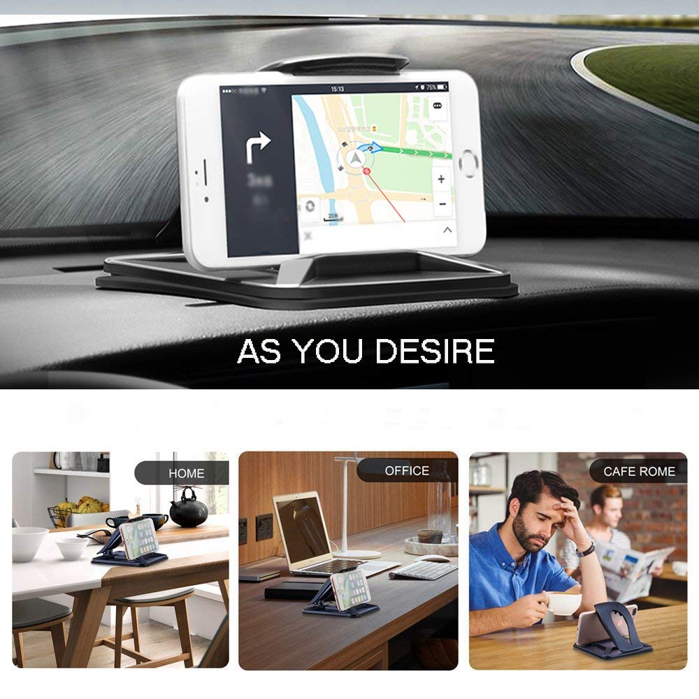 Cell Phone Holder for Car, Non-Slip Dash Pad Car Phone Mount GPS Holder for iPhone 7 Plus 8 Plus X Samsung Galaxy Note 8 S8 Plus S7 and 3-7 inch Smartphones (Black)