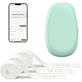SUPVAN E10 Bluetooth Label Maker Machine with 3 Tapes, Continuous Waterproof Label, Versatile App with 35 Fonts and 1k+ Icons, Inkless Labeler for Home, Kitchen, School, Office Organization, Green
