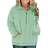 VISLILY Plus-Size-Sweatshirts for Women Oversized Half Zip Pullover Casual Long Sleeve Sweater Dressy Tops with Pocket XL-5XL