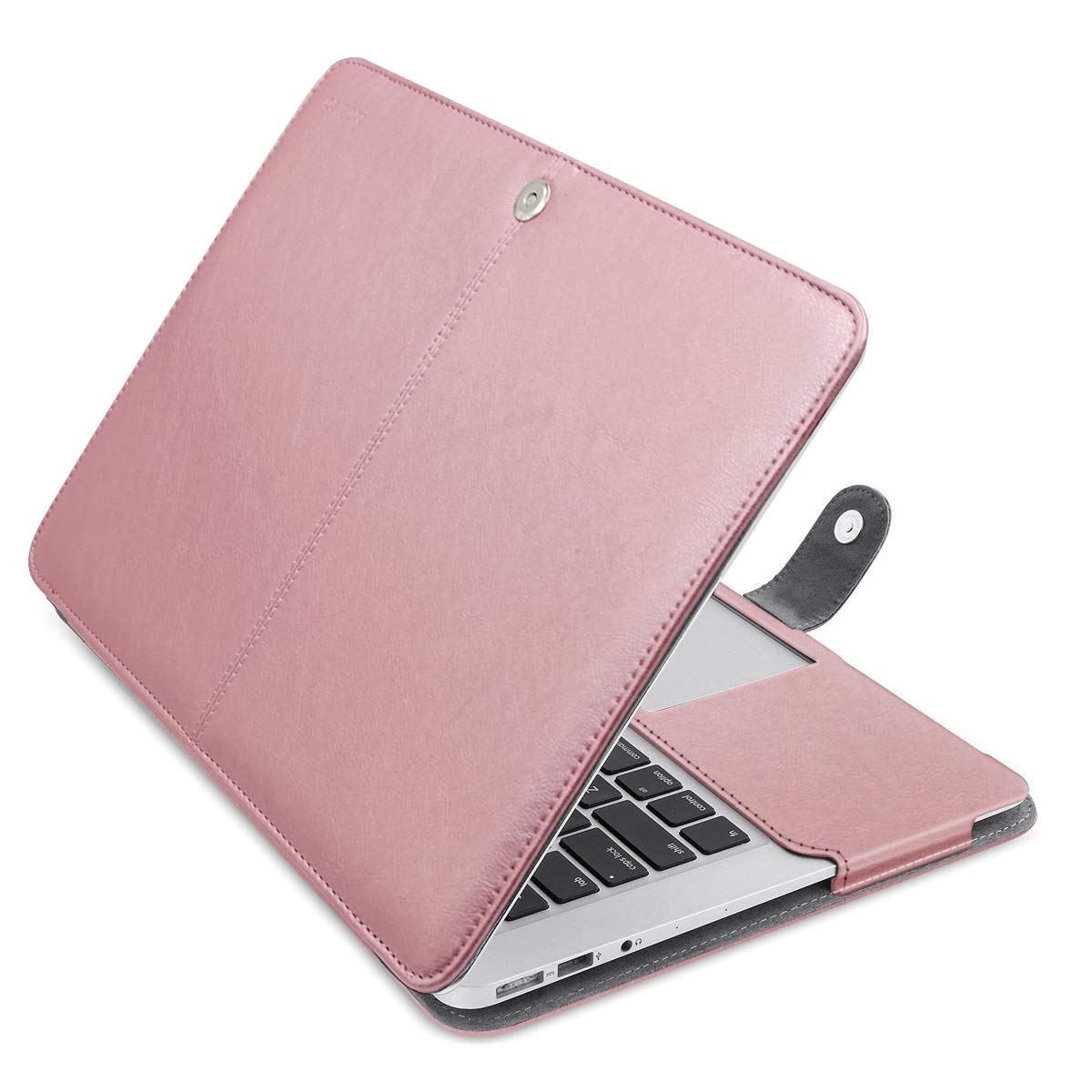 Photo 1 of MOSISO Compatible with MacBook Air 13 inch Case A1369 A1466 Older Version 2010-2017 Release, PU Leather Case Portfolio Protective Stand Cover Sleeve, Rose Gold