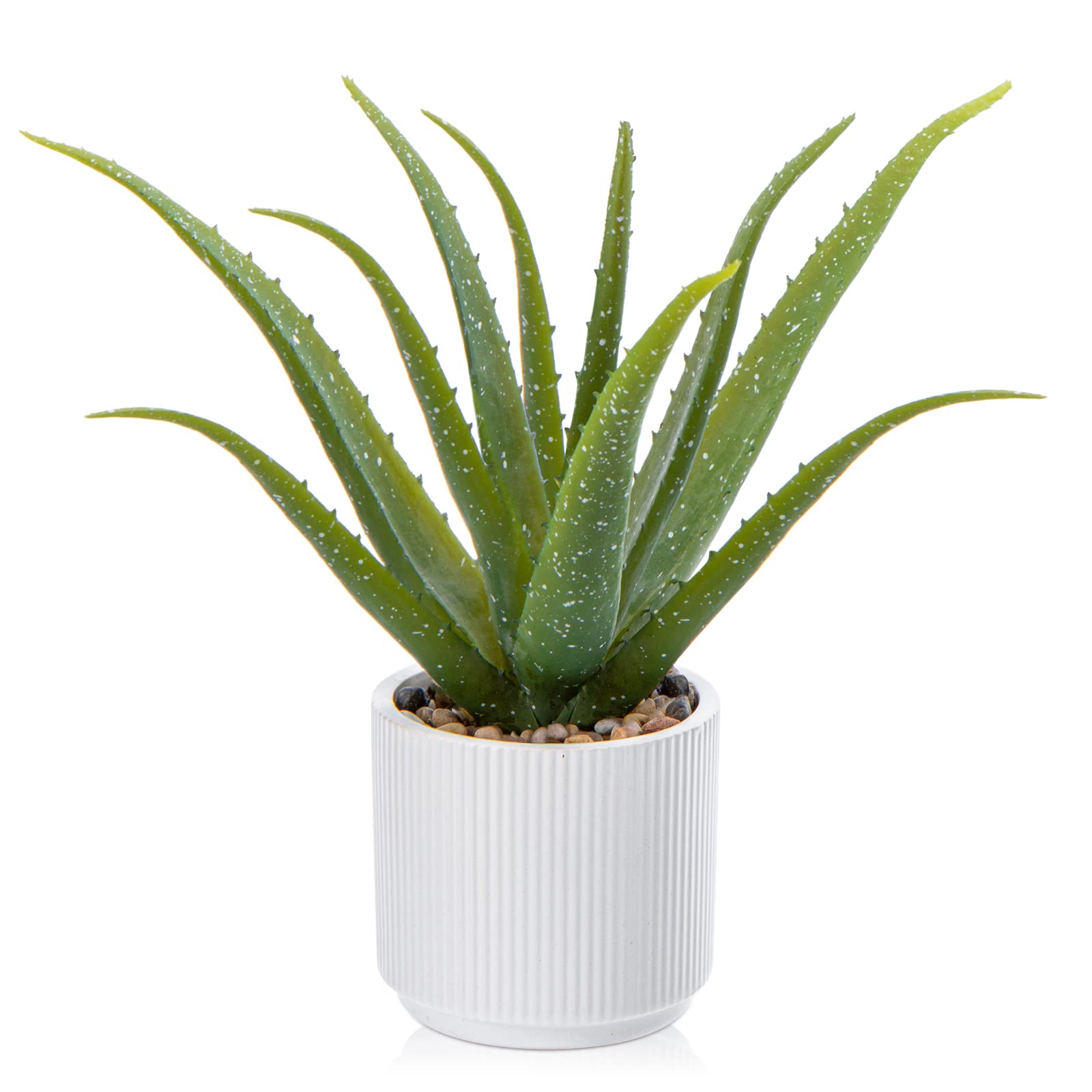 Oairse 28CM Artificial Plants Indoor Fake Aloe Vera Plants in Ceramic Pot Artificial Succulents Plant Decorative Fake Plants Potted Faux Desk Plant for Home Office Bathroom Bedroom Shelf Decoration