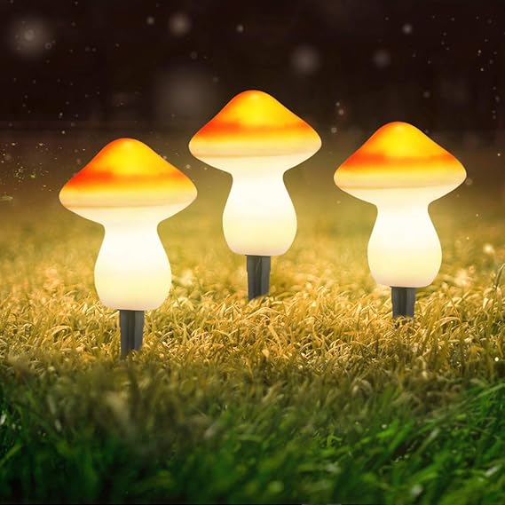 SOOTOP 9LEDs Mushroom Solar Garden Lights, 2 Modes Outdoor Ground