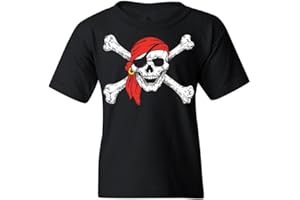 shop4ever Jolly Roger Skull & Crossbones Youth's T-Shirt Pirate Flag Shirts