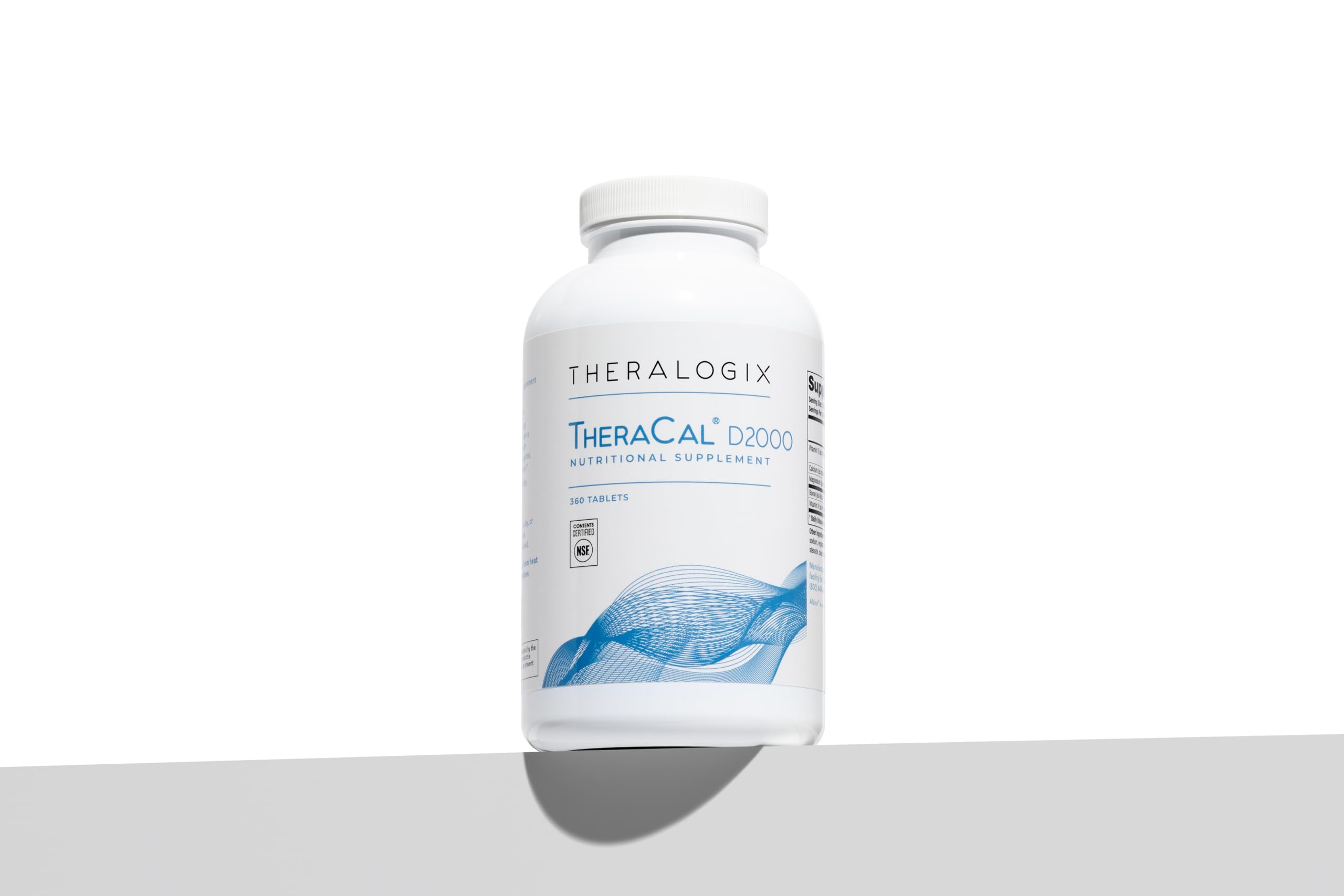 Theralogix TheraCal D2000 - Bone Health Support Supplement with Calcium, Magnesium, Vitamin D3, Vitamin K2 & Boron* - 90-Day Supply - NSF Certified - 360 Tablets