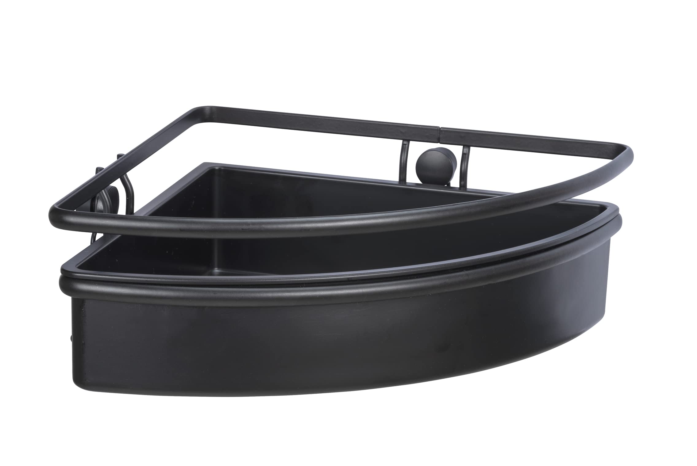 WENKO Corner shelf Molinella, bath shelf with deep basket for secure placement of products, made of matt lacquered stainless steel with plastic insert, (W x H x D): 30x 8.5x21.5 cm, black