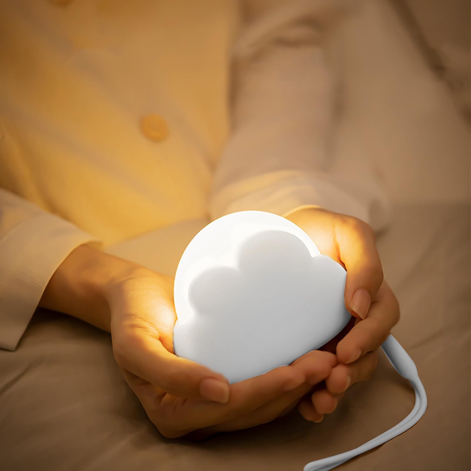 Adiwo Cloud Night Light, Dimmable Night Light Kids with 2 Modes and 2 Brightness, 1W 1200mAh Portable Nightlight Girls, Kawaii Gifts for Baby Kids Teenagers Bedroom Decor (White)
