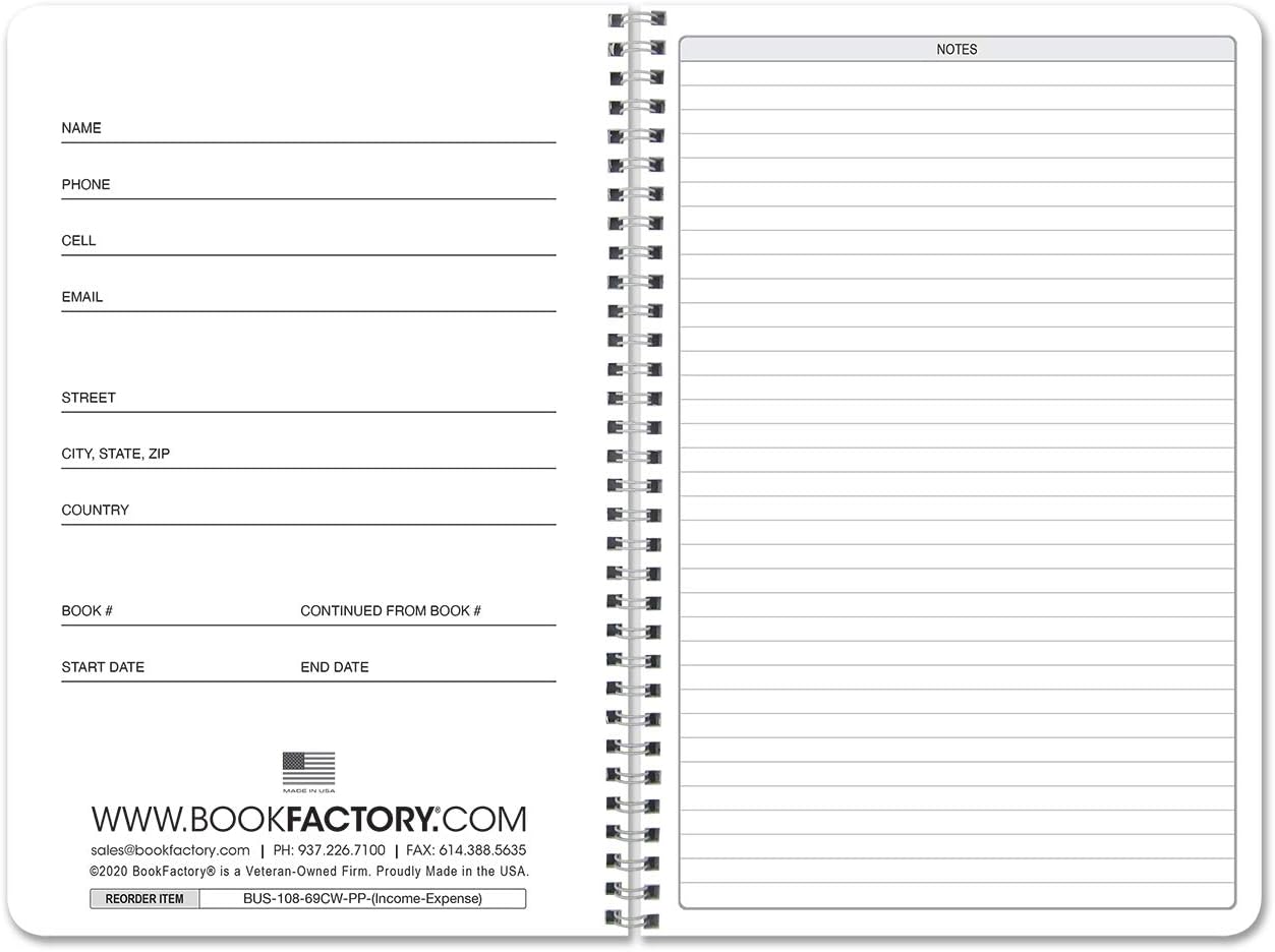 BookFactory Income & Expense Journal/Accounting Ledger Book/Bookkeeping Income and Expenses Tracking Ledger Log Book/LogBook 108 Pages - 8.5" x 11" Wire-O (LOG-108-7CW-PP-(IncomeExpense)-BX) : Office Products
