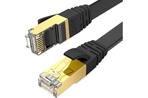 Ercielook CAT8 Ethernet Cable 10 ft High Speed, Shielded Flat Internet Cable with Clips, Weatherproof S/FTP UV Resistant for 