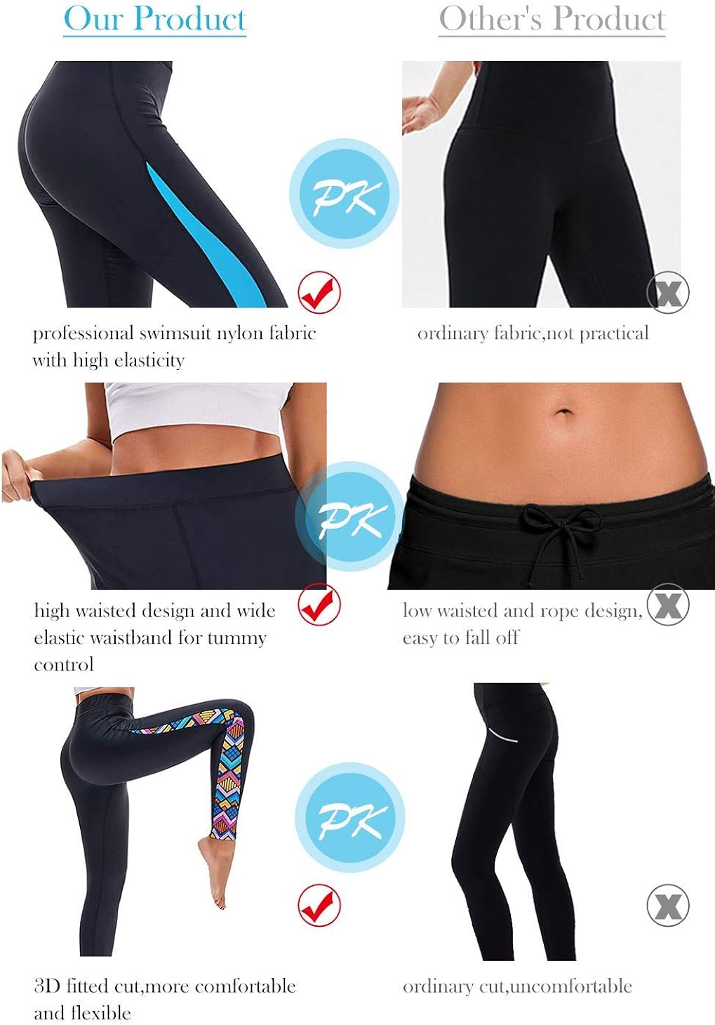 Scodi Women's Surfing Leggings Swimming High-Waisted Tights UPF 50+ : Clothing