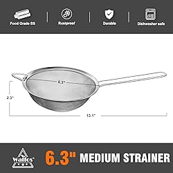 Walfos 6.3 Inch Fine Mesh Strainer, Premium