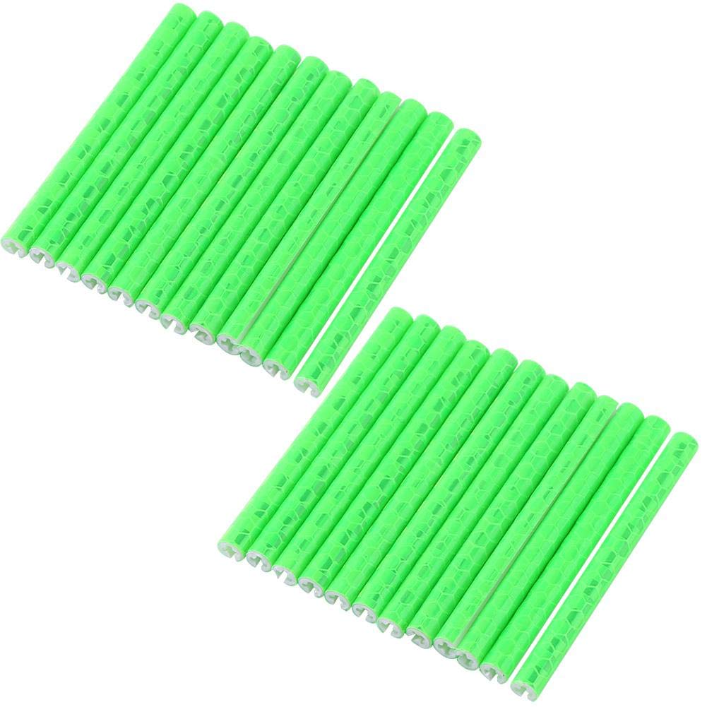 Keenso Bike Spoke Reflector, 24 Pcs Colorful Cycling Wheel Reflector Wheel Spoke Reflector Clips Reflective Warning Strip Clip Tube (Green) riding riding