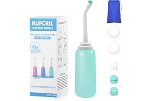 RUFCRIL Peri Bottle, Portable Travel Bidet with Bag, TPE Material Can Be Boiled, 17oz/500ml with 2 Sealing Rings,Essentials f