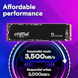 Crucial P3 500GB PCIe Gen3 3D NAND NVMe M.2 SSD, up