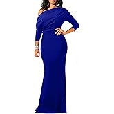YMDUCH Women's Sexy Elegant Long Sleeve Off Shoulder Bodycon Long Evening Formal Dress