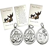 Westmon Works St Francis Medal Pack Italian Metal Pet Pendants with Saint Holy Cards, 3 of Each