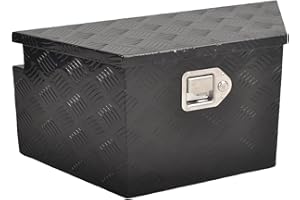 BATONECO 26 Inch Aluminum Trailer Tongue Tool Box, Heavy Duty Utility Tool Storage Box for Trailer Tongue with Lock and 2 Keys, 5 Bar Tread Pattern, 26"X13.3"X12", Black