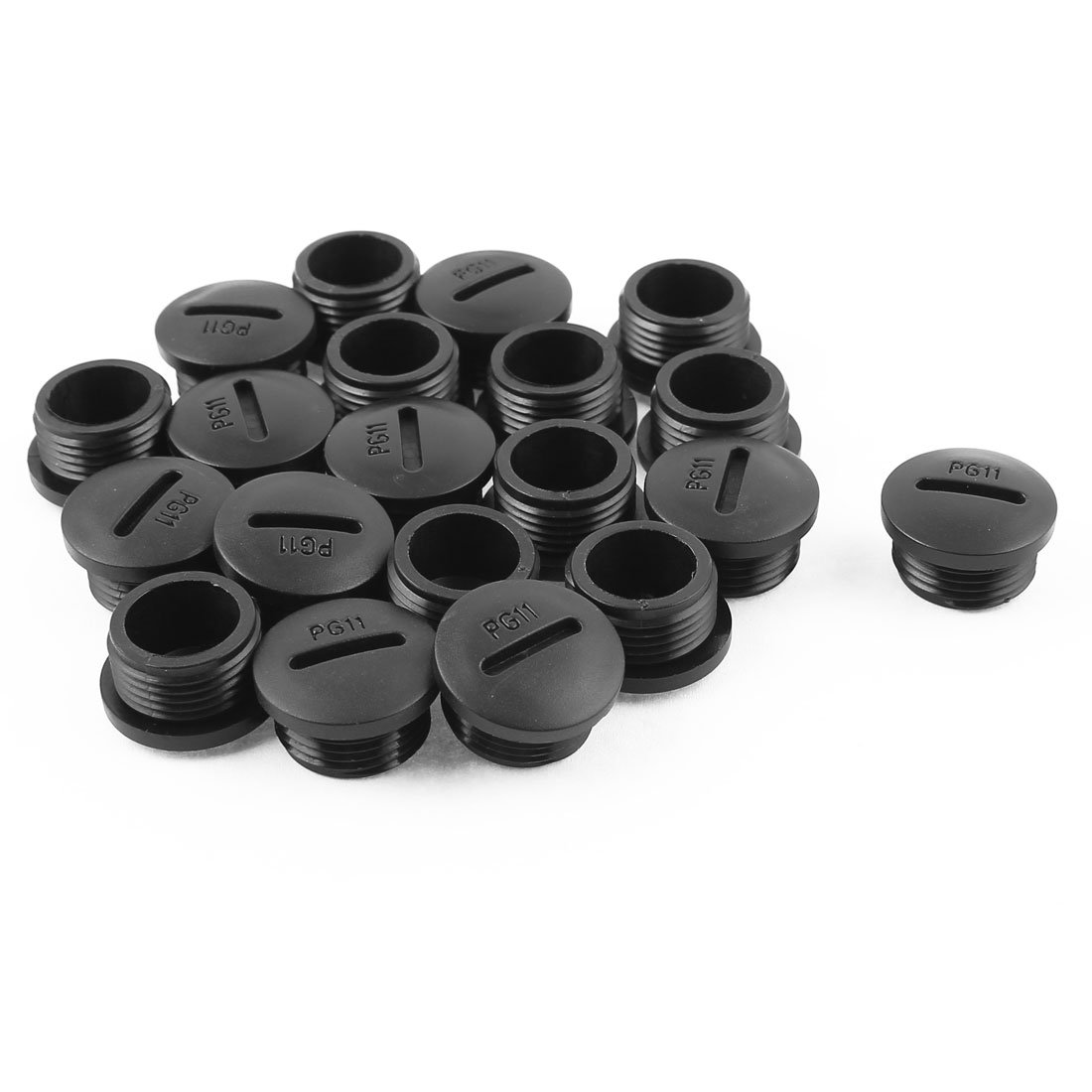 Sourcingmap 20pcs PG11 Black Nylon Round Blanking Cap End Threaded M18 x 8mm