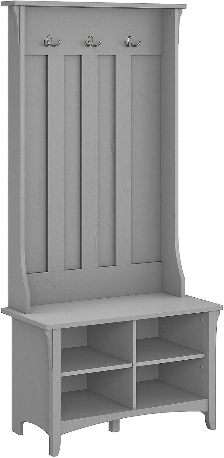 hallway storage bench for shoes on Antique White Universal Ltd Hall Tree With Storage Bench Shoe And Coat Rack In Antique White Entryway Storage Organizer Easy Assembly Furniture Home Kitchen Nettserier No