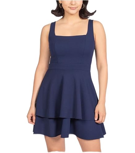 B. Darlin Womens Juniors Satin Lace Back Mini Dress Navy 13/14 : Clothing, Shoes & Jewelry