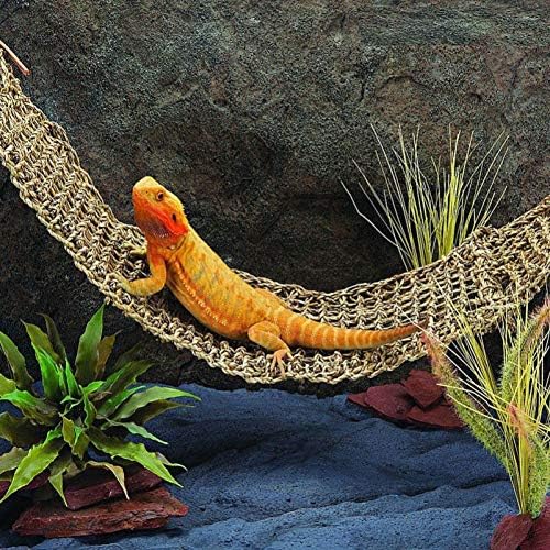 TEHAUX Bearded Dragon Hammock Natural Grass Fibers Reptile Lizard Lounger Hammock Sleep Bed for Geckos Iguanas Small Animals - Image 3