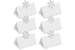 60 Christmas Place Cards for Table Setting With 6 Snowflake Patterns, Table Tent Cards for Winter Wedding Party Decoration, S