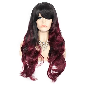 Amazon Com Sexy Black Brown Burgundy Beautiful Long Wavy
