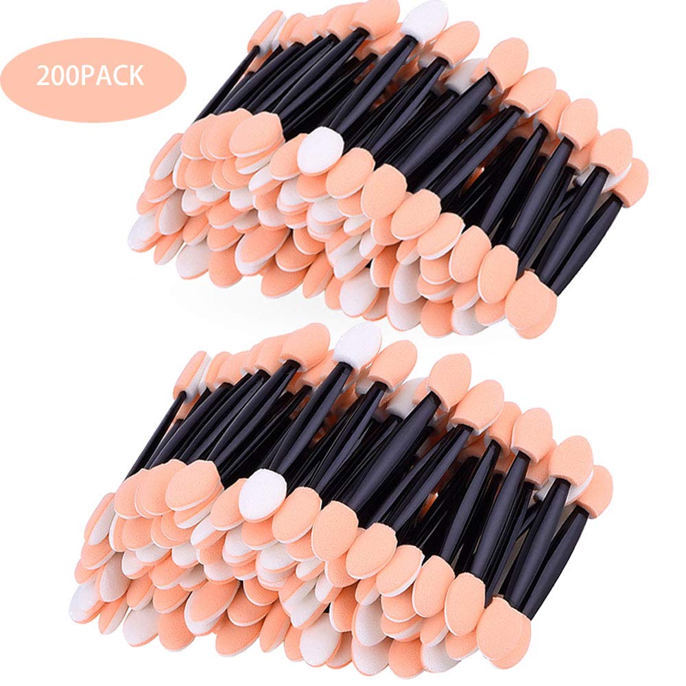 Amariver 200 Pack Disposable Eyeshadow Brush Sponge Tipped Oval Makeup Tool Dual Sides Eyeshadow Brush Comestic Applicator for Girls Lady Women Daily Beauty(Black): Beauty