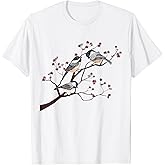 Vintage Flowers Nature Animal Lover Bird Tit T-Shirt
