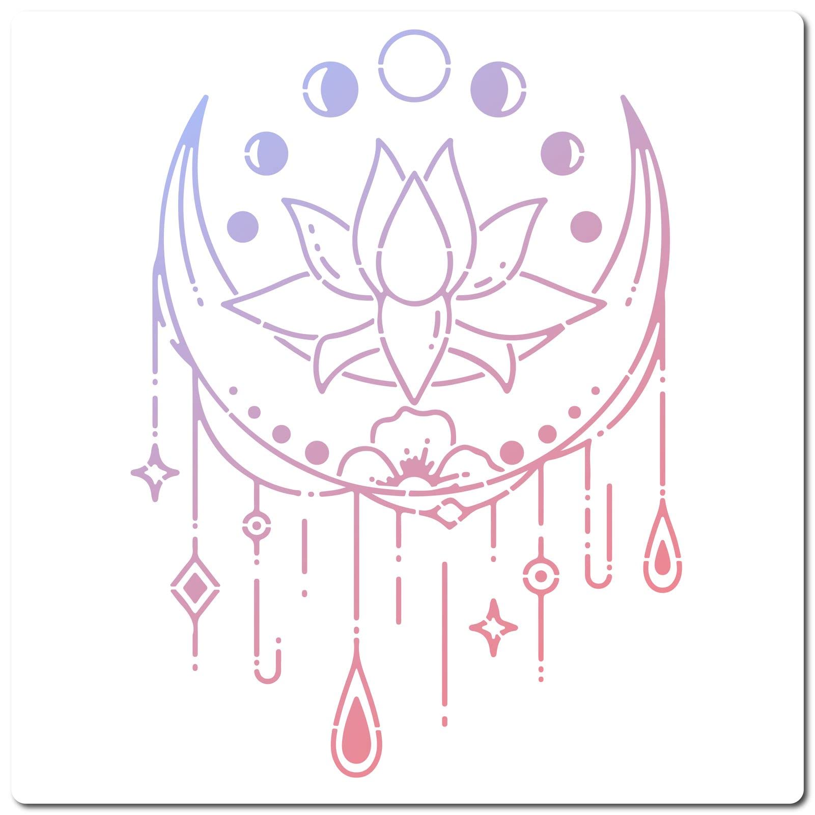 GORGECRAFT Large Moon Star Stencils Flowers Reusable Painting Stencil Templates Tools 12x12 Inch Plastic Stencil for Painting on Wood Wall Canvas Vintage Home Art Crafts Making Decoration