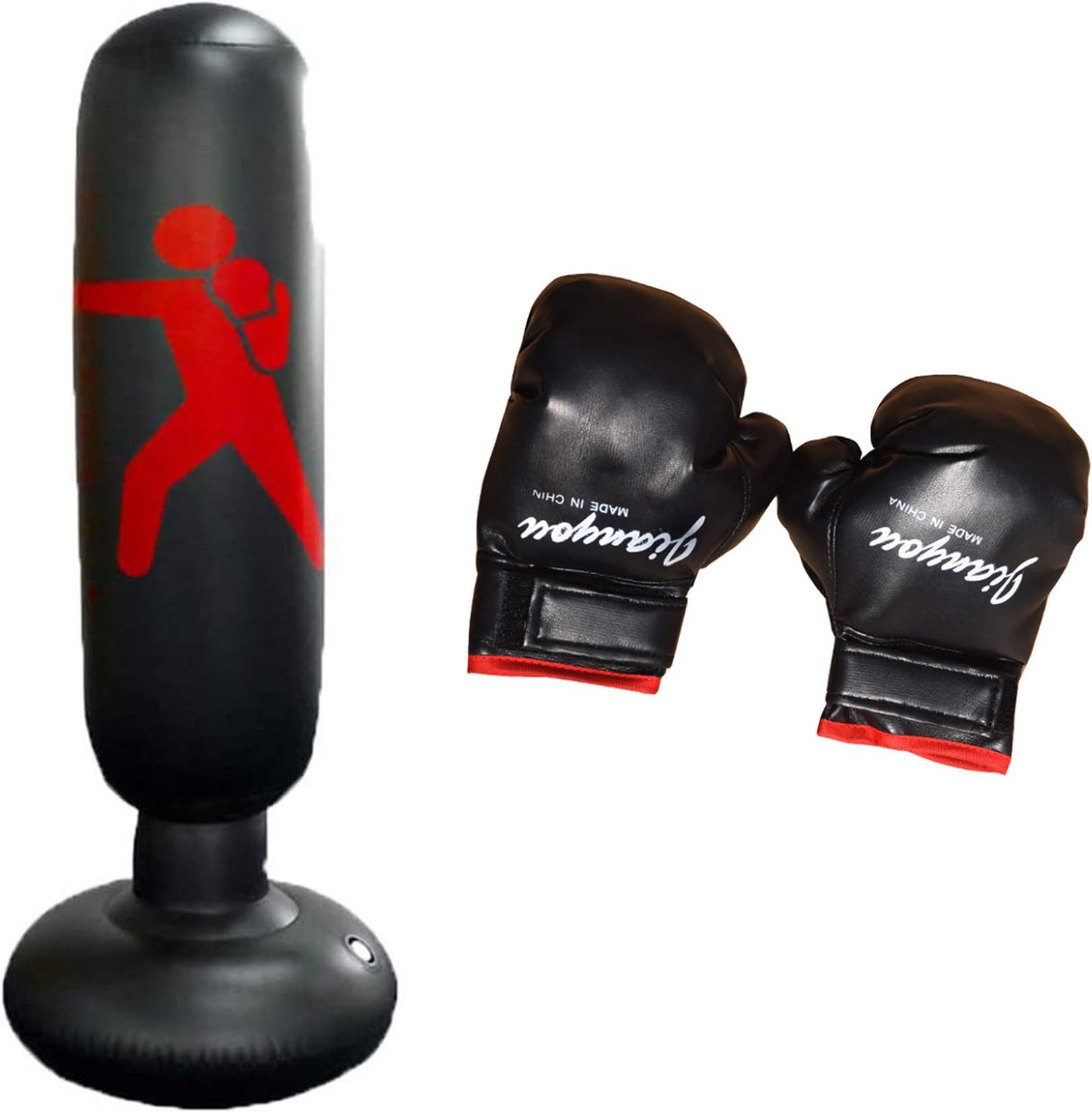 DUXIUYING Adult Free Standing Boxing Punch Bag, Inflatable Free Standing Punching Bags Training Dummy, With boxing gloves